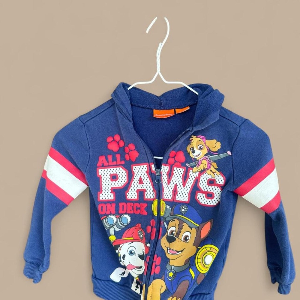 Paw Patrol All Paws on Deck Zip Hoodie Boys 5T Navy Nickelodeon Chase Marshall